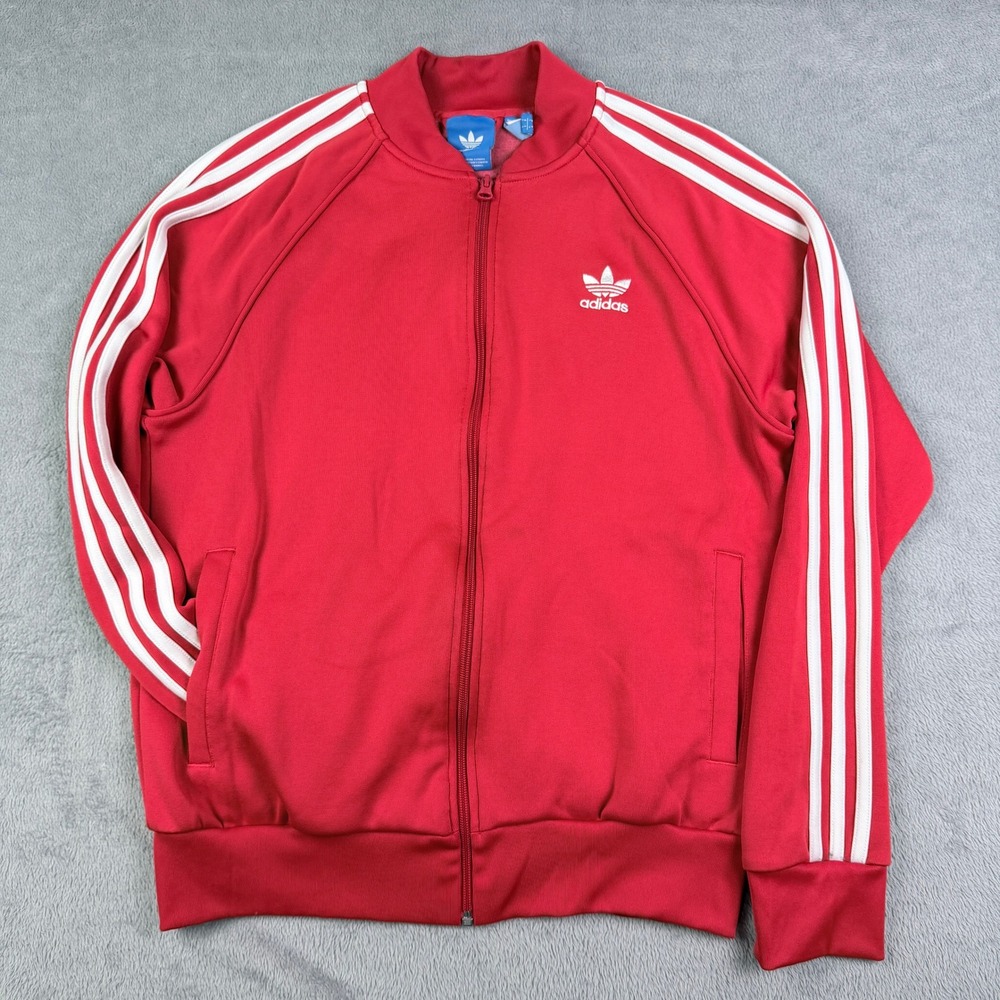 Adidas Originals Superstar Track Jacket Red White AY7062 Mens Large Zip Up